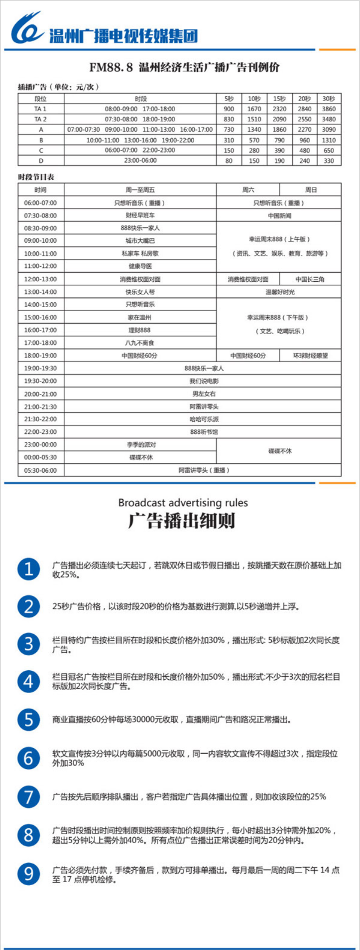 2015温州人民广播电台经济生活广播 FM 88.8 AM801广告报价表.png