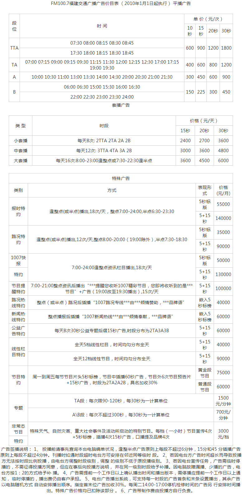 2010福建人民广播电台交通广播 FM100.7广告报价表.png