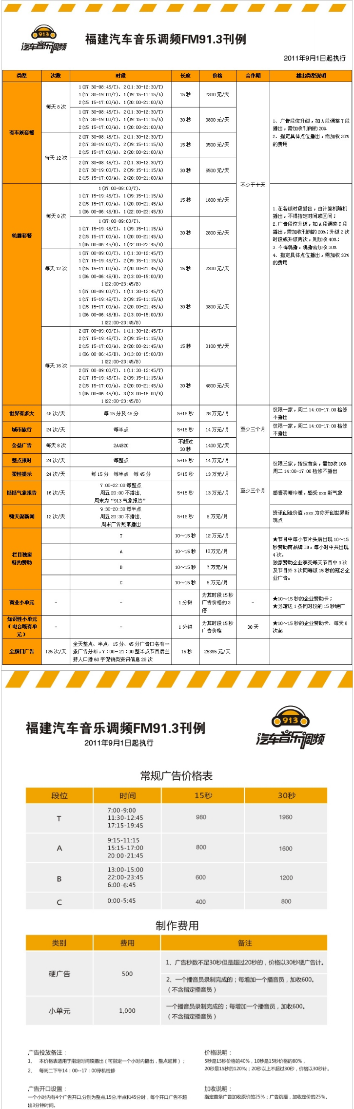 2011福建人民广播电台音乐广播 FM91.3广告报价表.png