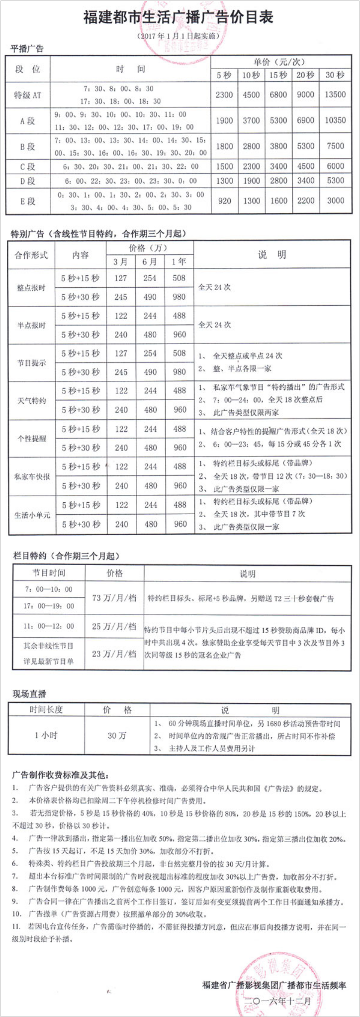 2017福建人民广播电台都市生活广播987广告报价表.png