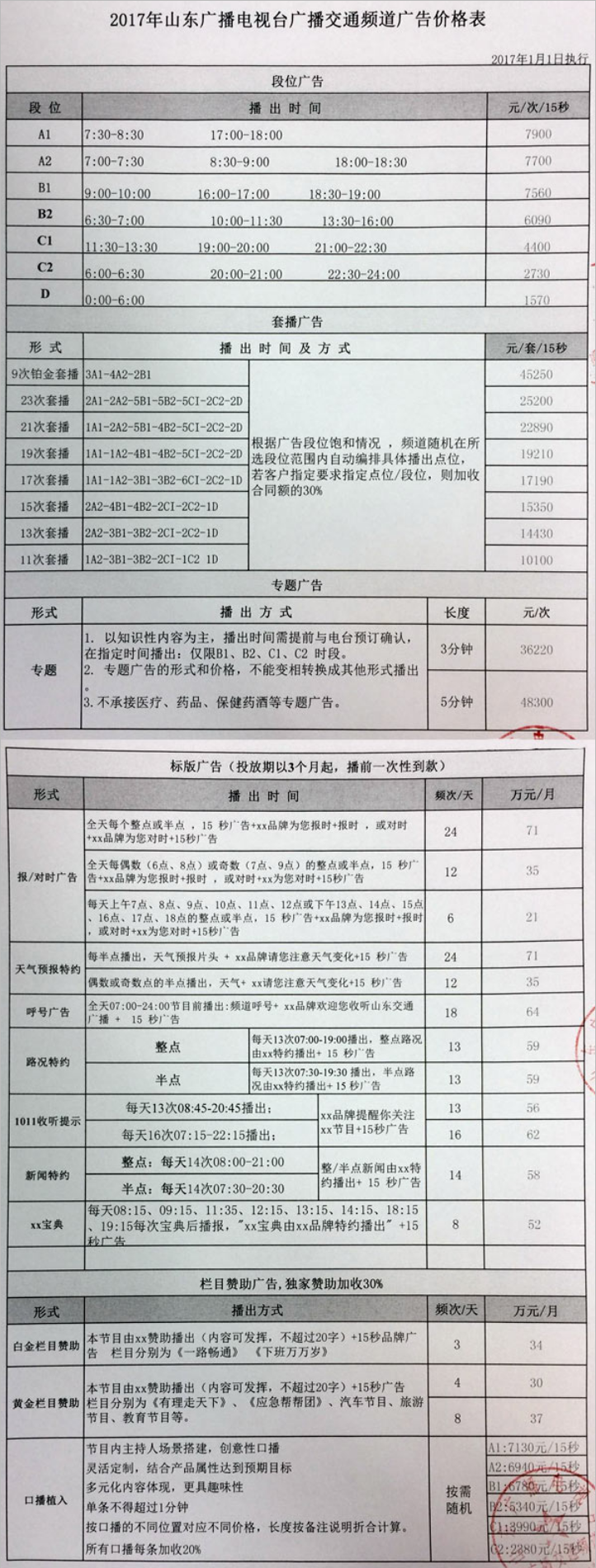 2017山东人民广播电台交通音乐之声 FM101.1广告报价.png