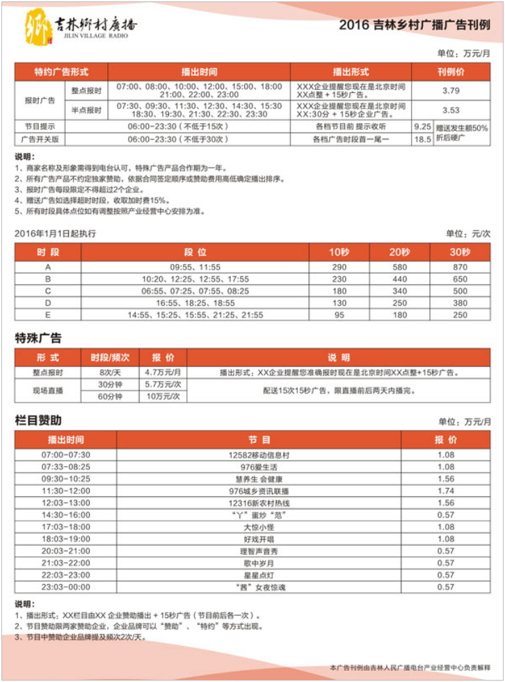 2016吉林人民广播电台乡村广播 FM97.6广告报价表.png