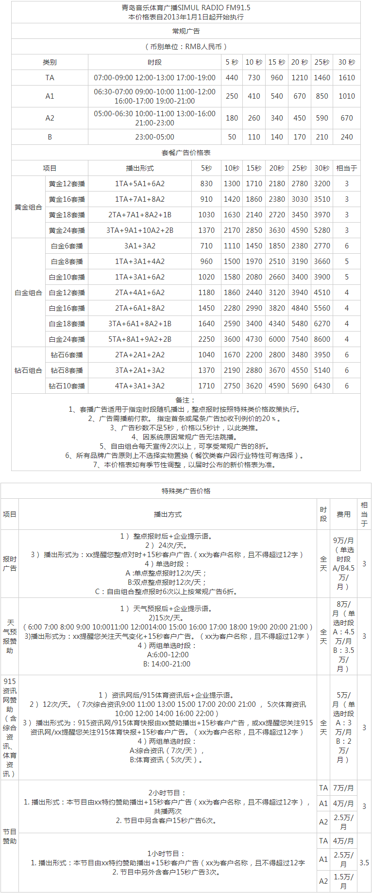 2013青岛人民广播电台音乐体育广播 FM91.5广告报价表.png