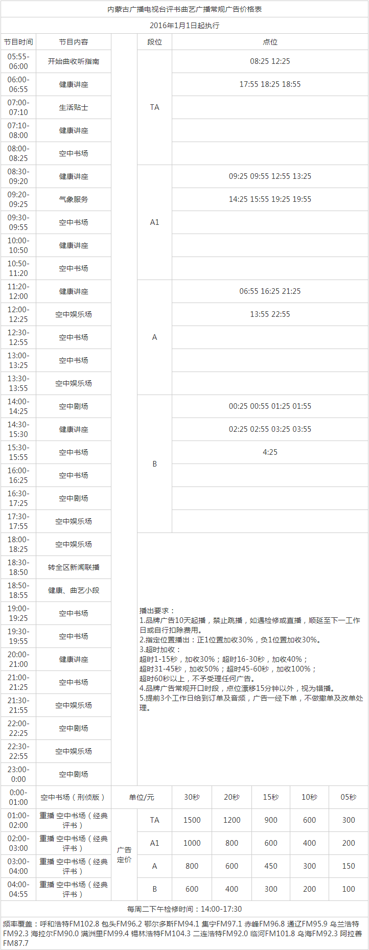 2016内蒙古人民广播电台评书曲艺广播FM102.8广告报价表.png
